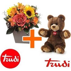 Trudi Plush bear 34cm + Flowers (Curated)